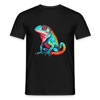 Lizard Colorful Watercolor Cartoon Kawaii Animal - Men's T-Shirt - black - Front - AI Model Male 178 light (178cm)