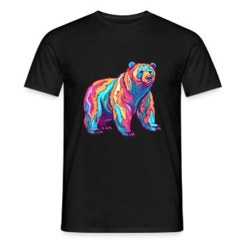 Bär buntes Aquarell Cartoon Kawaii Tier - Männer T-Shirt - Schwarz - Vorne - AI Model Male 178 light (178cm)