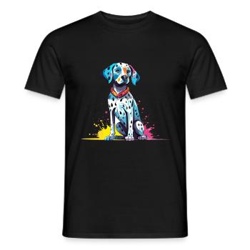 Dalmatinischer Hund Bunte Aquarell-Karikatur Kawaii A - Männer T-Shirt - Schwarz - Vorne - AI Model Male 178 light (178cm)