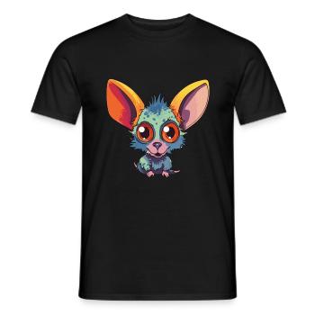 Aye Aye Bunte Aquarell-Karikatur Kawaii-Tier - Männer T-Shirt - Schwarz - Vorne - AI Model Male 178 light (178cm)