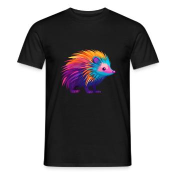 Stachelschwein Bunte Aquarell-Karikatur Kawaii Anima - Männer T-Shirt - Schwarz - Vorne - AI Model Male 178 light (178cm)