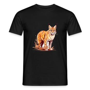 Rotluchs buntes Aquarell Karikatur Kawaii Tier - Männer T-Shirt - Schwarz - Vorne - AI Model Male 178 light (178cm)