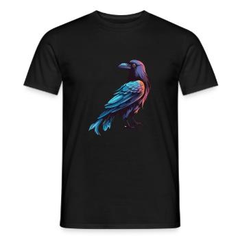 Krähe bunte Aquarell-Karikatur Kawaii-Tier - Männer T-Shirt - Schwarz - Vorne - AI Model Male 178 light (178cm)