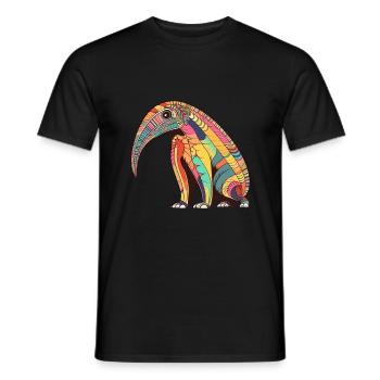 Anteater Colorful Watercolor Cartoon Kawaii Animal - Men's T-Shirt - black - Front - AI Model Male 178 light (178cm)