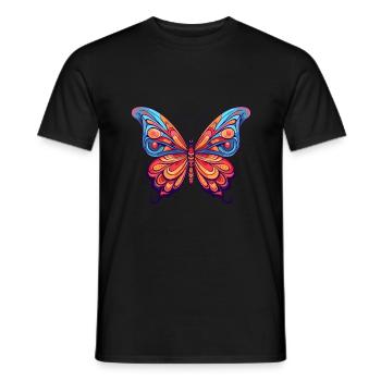 Papillon Aquarelle Colorée Dessin Animé Kawaii Anima - T-shirt homme - noir - Devant - AI Model Male 178 light (178cm)