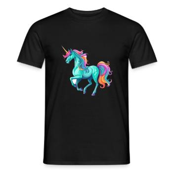 Einhorn Buntes Aquarell Cartoon Kawaii Tier - Männer T-Shirt - Schwarz - Vorne - AI Model Male 178 light (178cm)