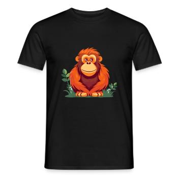 Orang-outan Aquarelle Colorée Dessin Animé Kawaii Anima - T-shirt homme - noir - Devant - AI Model Male 178 light (178cm)