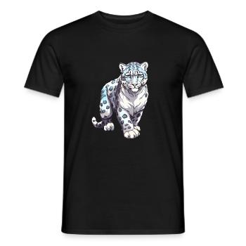 Snow Leopard Colorful Watercolor Cartoon Kawaii An - Men's T-Shirt - black - Front - AI Model Male 178 light (178cm)