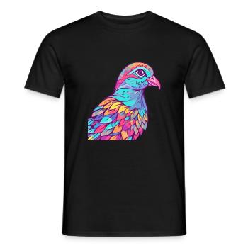 Dove Colorful Watercolor Cartoon Kawaii Animal - Men's T-Shirt - black - Front - AI Model Male 178 light (178cm)
