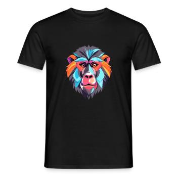 Babouin Aquarelle Colorée Dessin Animé Kawaii Animal - T-shirt homme - noir - Devant - AI Model Male 178 light (178cm)