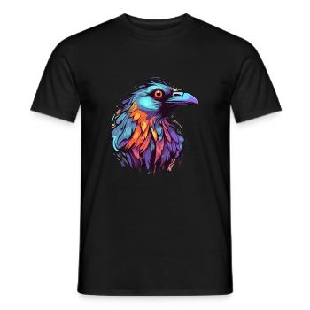 Krähe bunte Aquarell-Karikatur Kawaii-Tier - Männer T-Shirt - Schwarz - Vorne - AI Model Male 178 light (178cm)