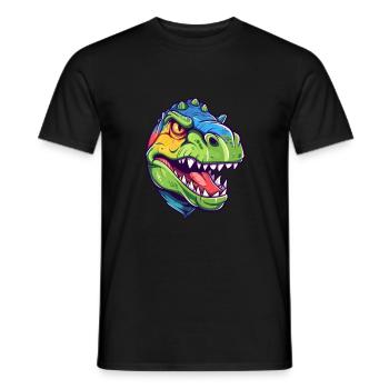 Dinosaure Aquarelle Colorée Dessin Animé Kawaii Animal - T-shirt homme - noir - Devant - AI Model Male 178 light (178cm)