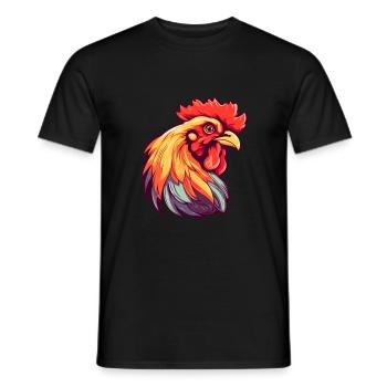 Chicken Colorful Watercolor Cartoon Kawaii Animal - Men's T-Shirt - black - Front - AI Model Male 178 light (178cm)