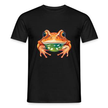 Grenouille Aquarelle Colorée Dessin Animé Kawaii Animal - T-shirt homme - noir - Devant - AI Model Male 178 light (178cm)