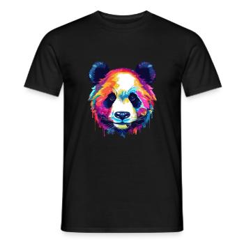 Panda Buntes Aquarell Cartoon Kawaii Tier - Männer T-Shirt - Schwarz - Vorne - AI Model Male 178 light (178cm)