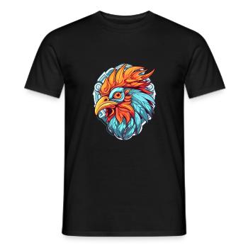 Hahn Buntes Aquarell Cartoon Kawaii Tier - Männer T-Shirt - Schwarz - Vorne - AI Model Male 178 light (178cm)