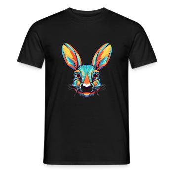 Kaninchen buntes Aquarell Cartoon Kawaii Tier - Männer T-Shirt - Schwarz - Vorne - AI Model Male 178 light (178cm)