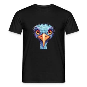 Ostrich Colorful Watercolor Cartoon Kawaii Animal - Men's T-Shirt - black - Front - AI Model Male 178 light (178cm)
