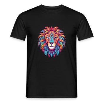 Lion Colorful Watercolor Cartoon Kawaii Animal - Men's T-Shirt - black - Front - AI Model Male 178 light (178cm)