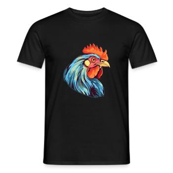 Hen Colorful Watercolor Cartoon Kawaii Animal - Men's T-Shirt - black - Front - AI Model Male 178 light (178cm)