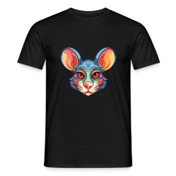 Maus buntes Aquarell Cartoon Kawaii Tier - Männer T-Shirt - Schwarz - Vorne - AI Model Male 178 light (178cm)
