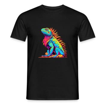 Iguana Colorful Watercolor Cartoon Kawaii Animal - Men's T-Shirt - black - Front - AI Model Male 178 light (178cm)