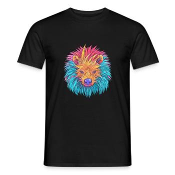 Stachelschwein Bunte Aquarell-Karikatur Kawaii Anima - Männer T-Shirt - Schwarz - Vorne - AI Model Male 178 light (178cm)
