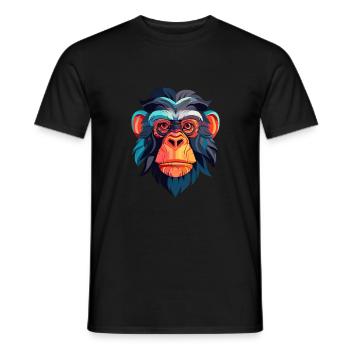 Bonobo Colorful Watercolor Cartoon Kawaii Animal - Men's T-Shirt - black - Front - AI Model Male 178 light (178cm)