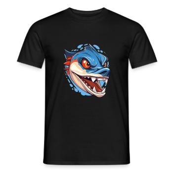 Barracuda Aquarelle Colorée Dessin Animé Kawaii Anima - T-shirt homme - noir - Devant - AI Model Male 178 light (178cm)