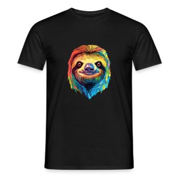 Sloth Colorful Watercolor Cartoon Kawaii Animal - Men's T-Shirt - black - Front - AI Model Male 178 light (178cm)