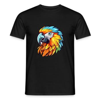 Parrot Colorful Watercolor Cartoon Kawaii Animal - Men's T-Shirt - black - Front - AI Model Male 178 light (178cm)
