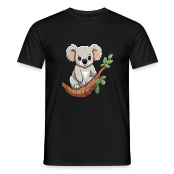 Koala Cute Cartoon Kawaii Watercolor Animal Pet - Men's T-Shirt - black - Front - AI Model Male 178 light (178cm)