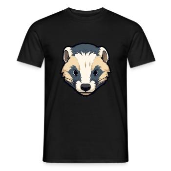 Blaireau Mignon Dessin Animé Kawaii Aquarelle Animal Animal De Compagnie - T-shirt homme - noir - Devant - AI Model Male 178 light (178cm)