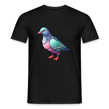 Pigeon Mignon Dessin Animé Kawaii Aquarelle Animal De Compagnie - T-shirt homme - noir - Devant - AI Model Male 178 light (178cm)