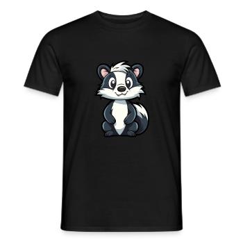 Skunk Mignon Dessin Animé Kawaii Aquarelle Animal De Compagnie - T-shirt homme - noir - Devant - AI Model Male 178 light (178cm)