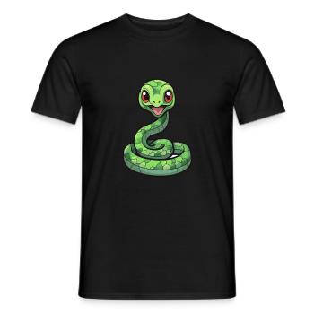 Snake Cute Cartoon Kawaii Watercolor Animal Pet - Men's T-Shirt - black - Front - AI Model Male 178 light (178cm)