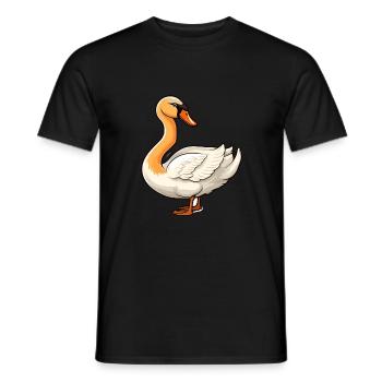 Cygne mignon dessin animé kawaii aquarelle animal de compagnie - T-shirt homme - noir - Devant - AI Model Male 178 light (178cm)