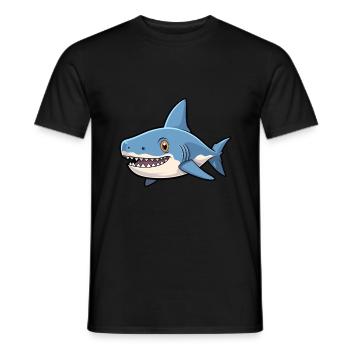 Shark Cute Cartoon Kawaii Watercolor Animal Pet - Men's T-Shirt - black - Front - AI Model Male 178 light (178cm)