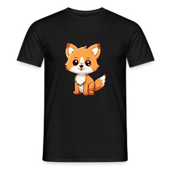Fuchs Niedliche Karikatur Kawaii Aquarell Tier Haustier - Männer T-Shirt - Schwarz - Vorne - AI Model Male 178 light (178cm)