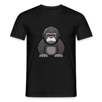 Gorilla Cute Cartoon Kawaii Watercolor Animal Pet - Men's T-Shirt - black - Front - AI Model Male 178 light (178cm)