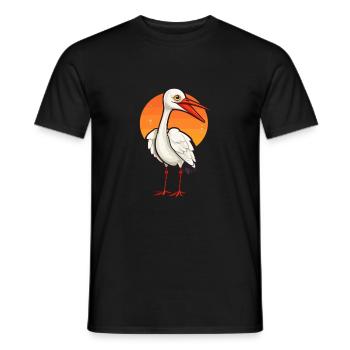 Crane Cute Cartoon Kawaii Watercolor Animal Pet - Men's T-Shirt - black - Front - AI Model Male 178 light (178cm)
