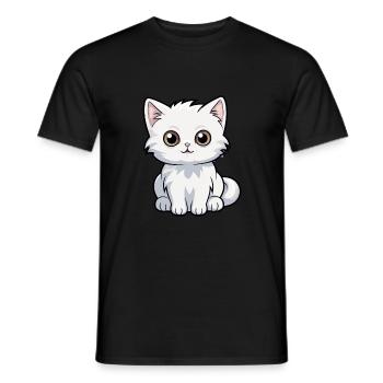 Katze niedliche Karikatur Kawaii Aquarell Tier Haustier - Männer T-Shirt - Schwarz - Vorne - AI Model Male 178 light (178cm)