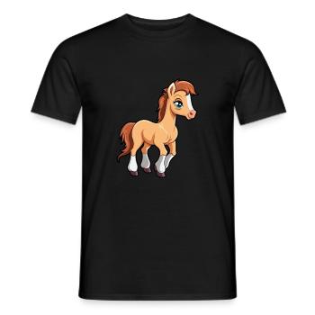 Pferd niedliche Karikatur Kawaii Aquarell Tier Haustier - Männer T-Shirt - Schwarz - Vorne - AI Model Male 178 light (178cm)