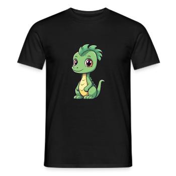 Dragon Mignon Dessin Animé Kawaii Aquarelle Animal De Compagnie - T-shirt homme - noir - Devant - AI Model Male 178 light (178cm)