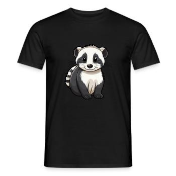 Blaireau Mignon Dessin Animé Kawaii Aquarelle Animal Animal De Compagnie - T-shirt homme - noir - Devant - AI Model Male 178 light (178cm)
