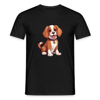 Welsh Springer Épagneul Chien Mignon Dessin Animé Kawaii Wat - T-shirt homme - noir - Devant - AI Model Male 178 light (178cm)