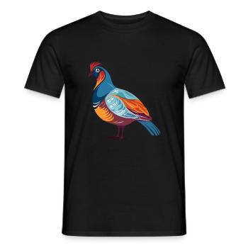 Rebhuhn bunte Aquarell-Karikatur Kawaii Anima - Männer T-Shirt - Schwarz - Vorne - AI Model Male 178 light (178cm)