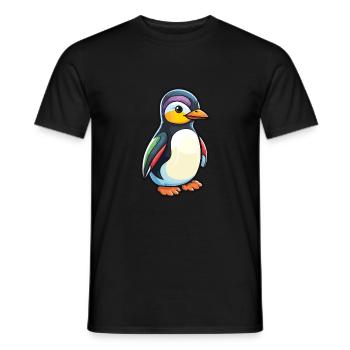 Pinguin Niedliche Karikatur Kawaii Aquarell Tier Haustier - Männer T-Shirt - Schwarz - Vorne - AI Model Male 178 light (178cm)