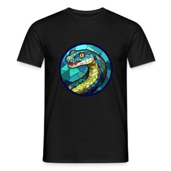 Anaconda Stained Glass Colorful Cartoon Kawaii Ani - Men's T-Shirt - black - Front - AI Model Male 178 light (178cm)