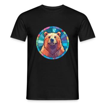 Ours vitrail coloré dessin animé Kawaii Animal - T-shirt homme - noir - Devant - AI Model Male 178 light (178cm)